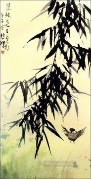 Xu Beihong bamboo and a bird old Chinese Oil Paintings